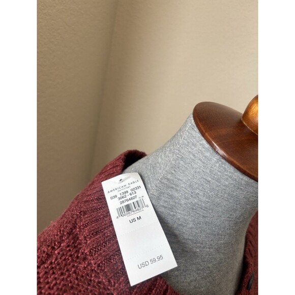 American Eagle Women's Size Medium Burgundy Long Sleeve Henley Sweater Dress-NWT - Picture 6 of 7